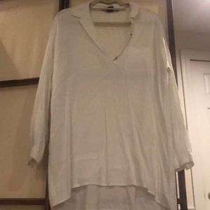 French Connection White Dotted Boyfriend Shirt